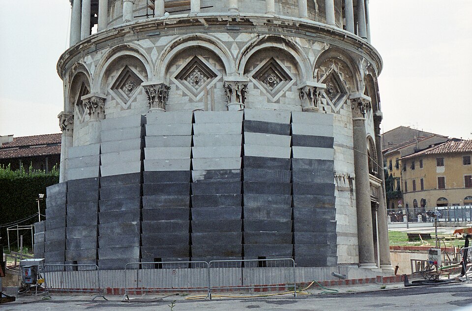 lead counterweights used during stabilization in 1998.