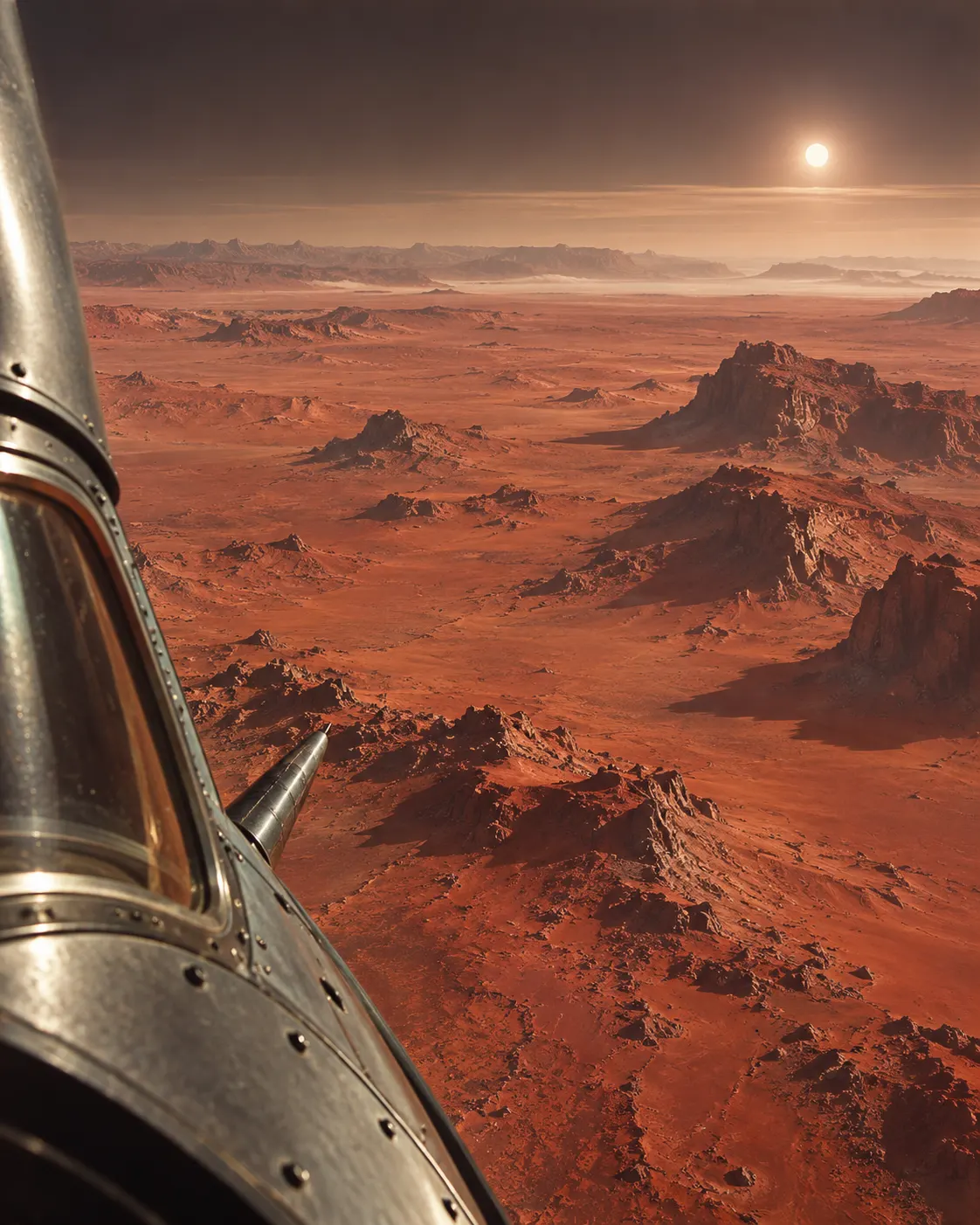 AI-generated conceptual view of Mars from an approaching fictional craft, evoking the story’s title and setting.