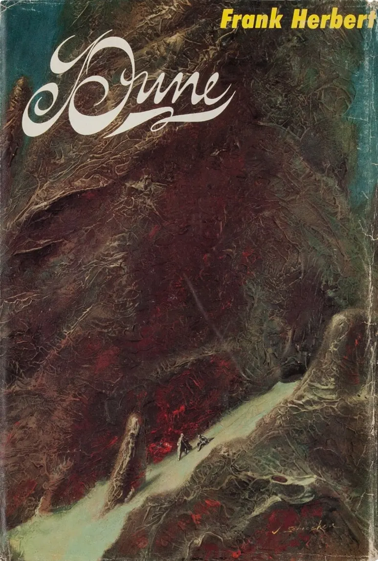 Обкладинка першого видання *Dune*, Frank Herbert, 1965; John Schoenherr. / First-edition cover of *Dune*, Frank Herbert, 1965; John Schoenherr.