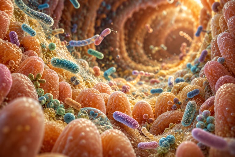 оптимізовано з `media/gut-microbiome-cover-ai.png`: 768×512 px (половина початкової ширини й висоти), JPEG quality 82.