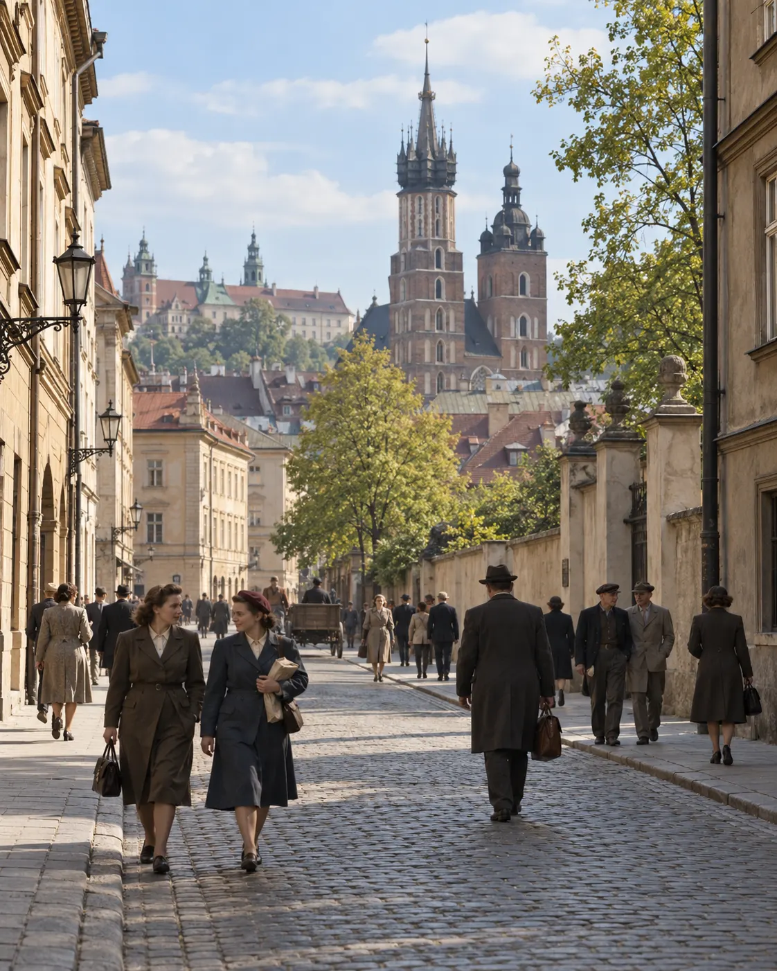 AI-generated general view of historic Kraków, providing location context for the family’s resettlement.