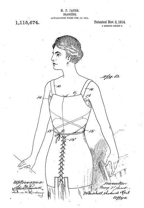 Second sheet of the same patent, Wikimedia Commons, public domain in the United States. https://commons.wikimedia.org/wiki/Category:Brassiere_patents