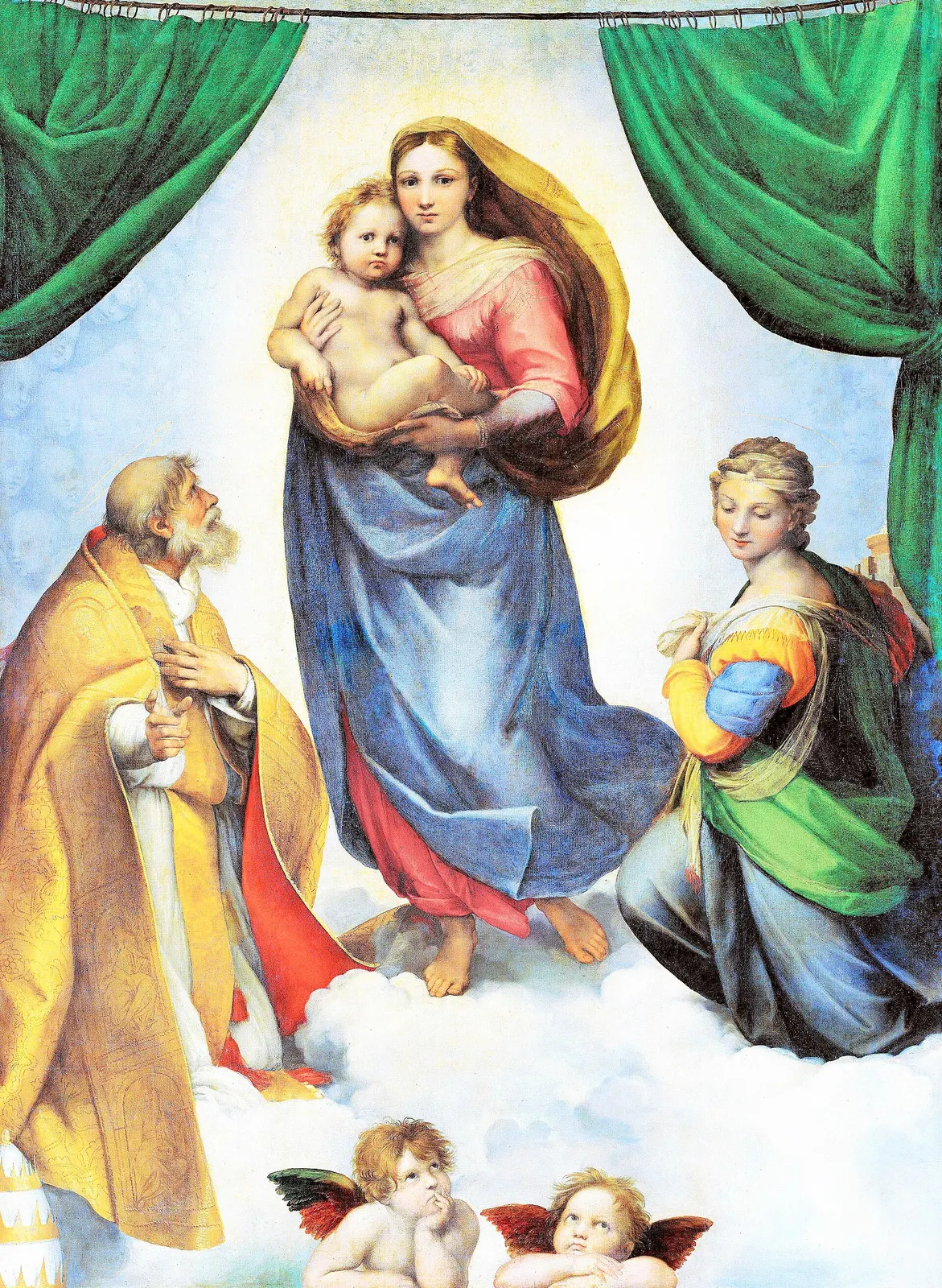 Raphael, *Sistine Madonna*; faithful reproduction of a 16th-century public-domain painting. Wikimedia Commons file page: https://commons.wikimedia.org/wiki/File:Raphael_-_Sistine_Madonna.jpg. Creator Raphael; Public Domain Mark 1.0 per file page.
