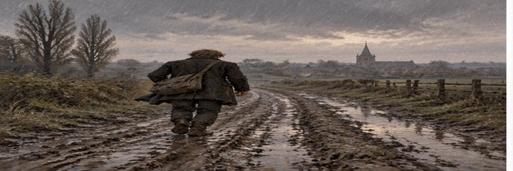 AI conceptual illustration of a traveler on the road.
