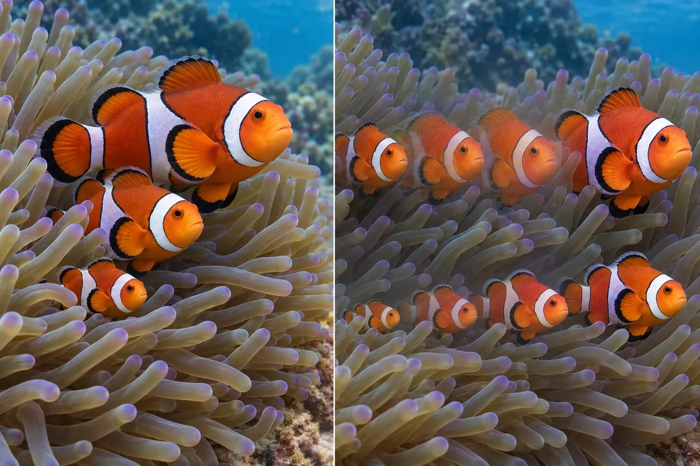 Conceptual side-by-side scene of social roles changing after the dominant female disappears.
