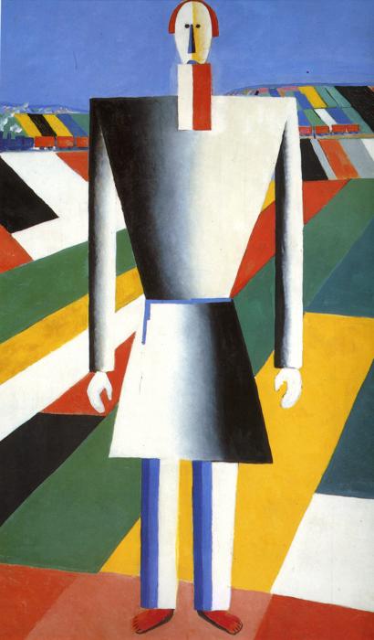 Селянин у полі, пізня селянська композиція Малевича / Peasant in the Fields, a later Malevich peasant composition. Context for his figurative vocabulary; not itself labelled as a specific Holodomor scene.