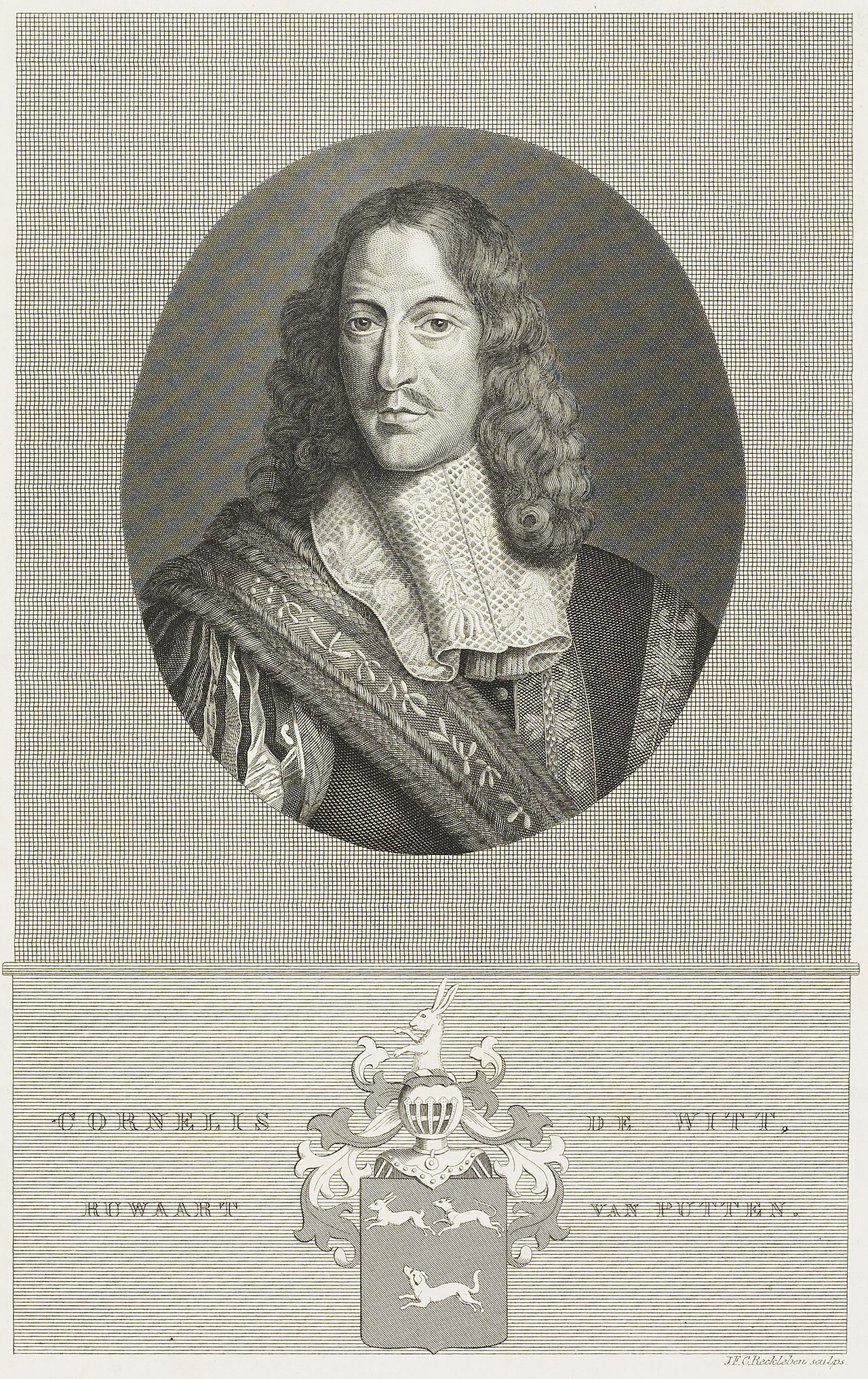 Portrait of Cornelis de Witt, print by Pieter van Gunst after a painting by Jan de Baen, public domain, sourced from Wikimedia Commons: https://commons.wikimedia.org/wiki/File:Cornelis_de_Witt,_PA03328.jpg. Wikimedia derivative 1280 × 2032 px; checked 2026-10-25.