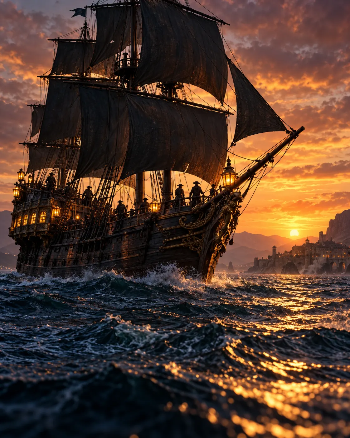 AI-generated symbolic pirate-adventure ship; not a frame from the film and does not depict its cast or actual production.