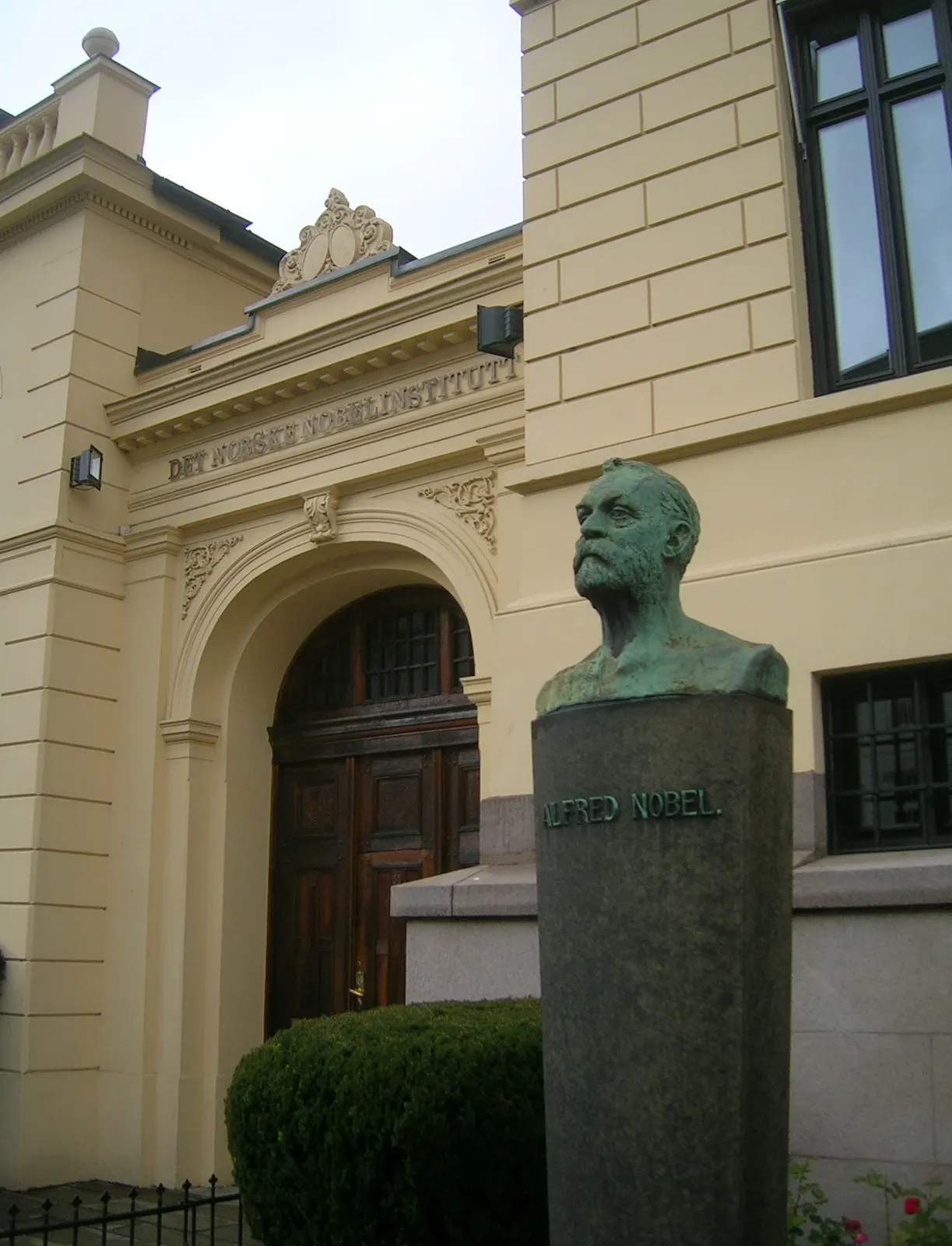 documentary photograph of the Norwegian Nobel Institute in Oslo. Creator: L. Shyamal, own work, July 2008. Source: [Wikimedia Commons file page](https://commons.wikimedia.org/wiki/File:NobelInstituteOslo.jpg). License: CC BY 3.0; attribution: L. Shyamal, via Wikimedia Commons; link to license and identify any edits. Original JPEG, no edits; checked 18 October 2026.