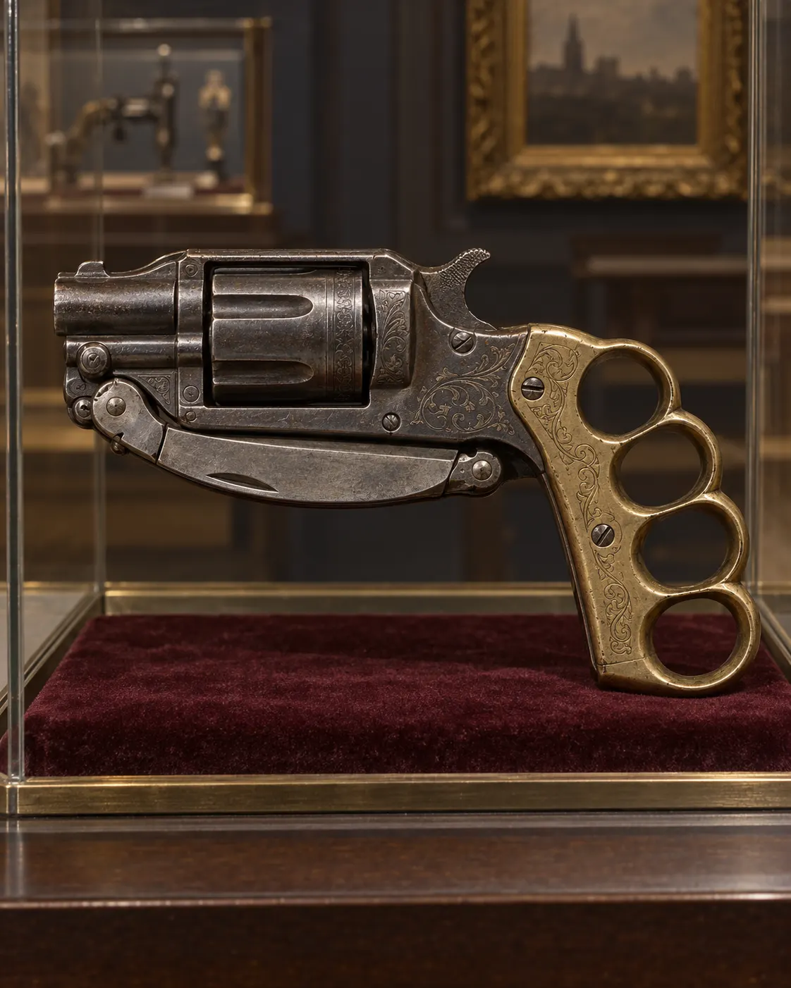 AI-generated museum illustration of the folded object opened into its three visual components, shown as an archival reconstruction, not a verified diagram or instruction.