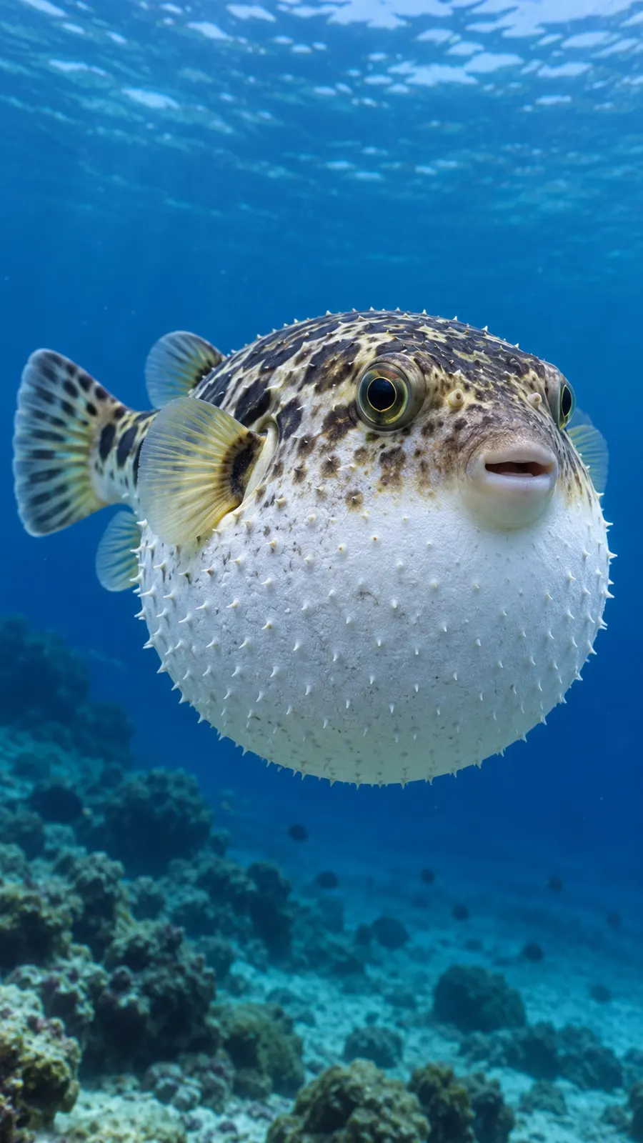 AI-generated scientific pufferfish illustration, not a documentary image. Origin: OpenAI image generation, 2026-10-25.