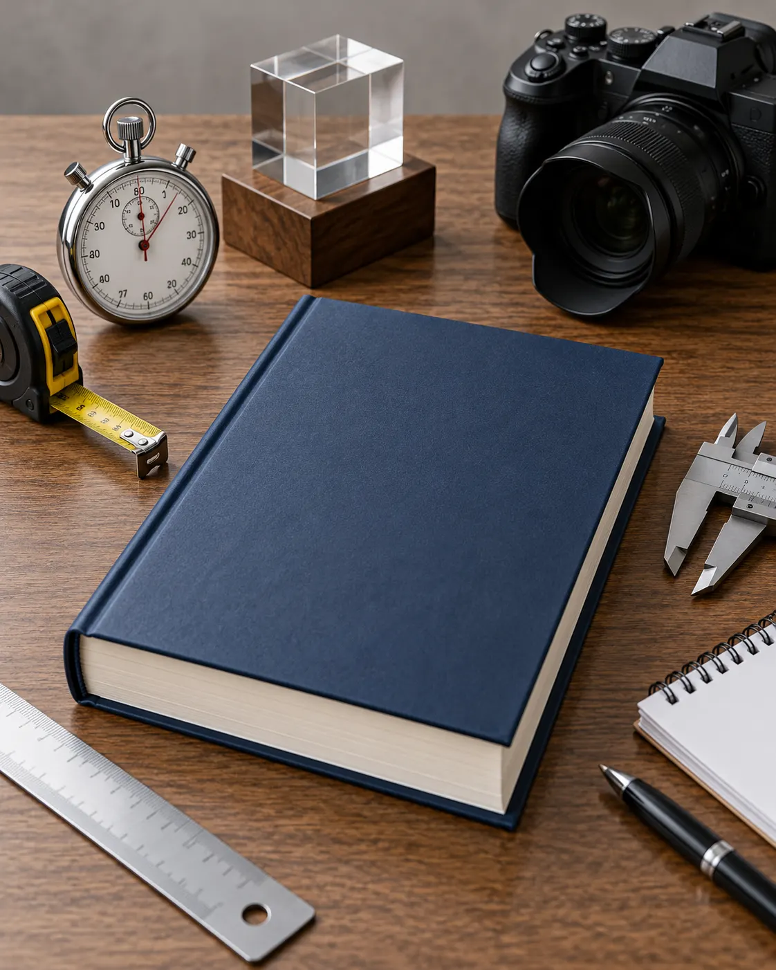 AI-generated cover: blank rulebook, measuring tools, stopwatch and camera symbolizing clear rules and evidence; no specific record attempt. Prompt: “Photorealistic vertical 4:5 editorial cover about the criteria for a world record. A clean tabletop with a blank rulebook, precision measuring tools, a stopwatch and a camera arranged as evidence of clear measurement and fair repeatable rules. Neutral studio lighting, professional editorial style. No readable text, logos or Guinness branding, no specific record attempt.” Generated 20 October 2026.