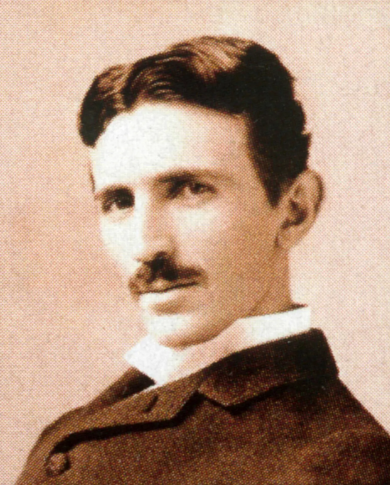 documentary portrait of Nikola Tesla at age 34, circa 1890. Photographer: Napoleon Sarony. Public domain. Original: https://commons.wikimedia.org/wiki/File:Tesla2.jpg. Credit retained as Napoleon Sarony / Wikimedia Commons. No edits.