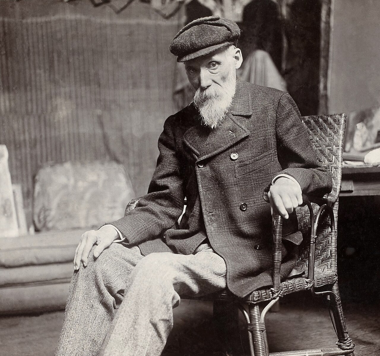 Portrait photograph of Pierre-Auguste Renoir, circa 1910. Photographer: Dornac (Paul Marsan, 1858–1941). Wikimedia Commons file page: https://commons.wikimedia.org/wiki/File:Renoir,_Pierre-Auguste,_by_Dornac,_BNF_Gallica.jpg ; source scan: Bibliothèque nationale de France, Gallica digital ID btv1b8432964j/f19. Public domain; Commons marks the file Public Domain Mark 1.0. Attribution: Dornac / BnF Gallica; restored copy from Wikimedia Commons. Checked 2026-10-28.