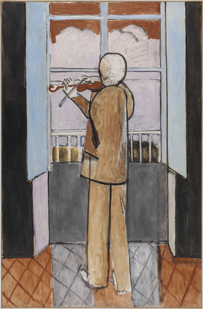 Matisse’s 1918 painting *Le Violoniste à la fenêtre*, showing a violinist at a window.