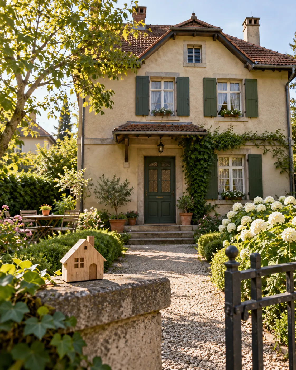 AI-generated generic family home illustrating the use of the money toward a house mentioned in Einstein’s 1924 letter; not the Einstein family’s documented home. Prompt: “Photorealistic vertical 4:5 editorial image of a modest early-20th-century European family home in a quiet garden, warm daylight, seen from the walkway. Generic fictional house, not a residence of Albert Einstein or Mileva Marić. Illustrates a family putting money toward a home, without people or currency. No plaques, readable text, logos or identifiable landmark.” Generated 19 October 2026.