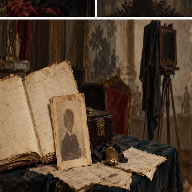 AI conceptual archive scene, not a real document.