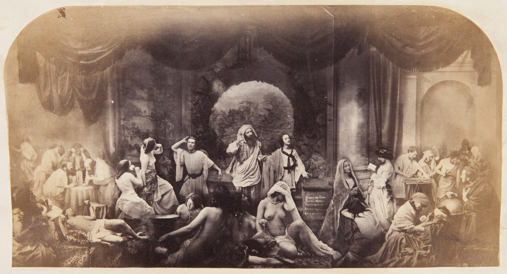 Oscar Gustave Rejlander, *The Two Ways of Life* (1857), composite photograph. Wikimedia Commons file page: https://commons.wikimedia.org/wiki/File:Oscar_Gustave_Rejlander,_The_Two_Ways_of_Life,_1857.jpg ; identifies Princeton University Art Museum as the source and marks the work and faithful reproduction public domain. Creator: Oscar Gustave Rejlander. Attribution: Oscar Gustave Rejlander / Princeton University Art Museum / Wikimedia Commons. Image visually checked 2026-10-28.