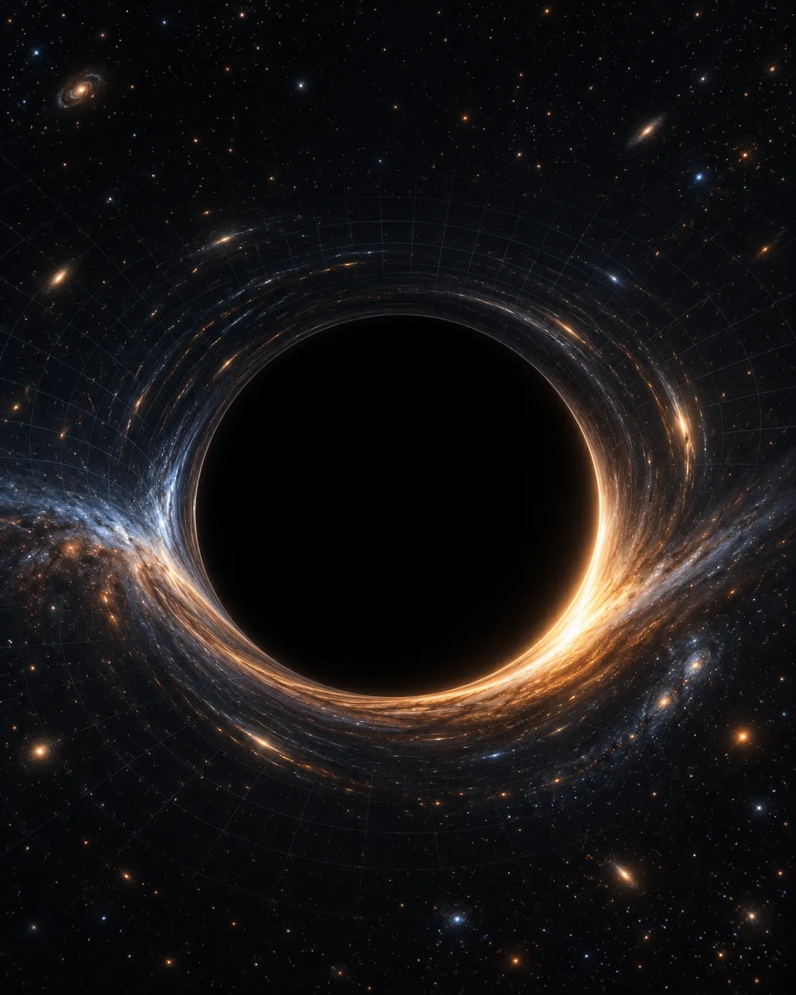 AI-generated conceptual illustration; it does not depict an observed singularity or a measured Planck-scale core.