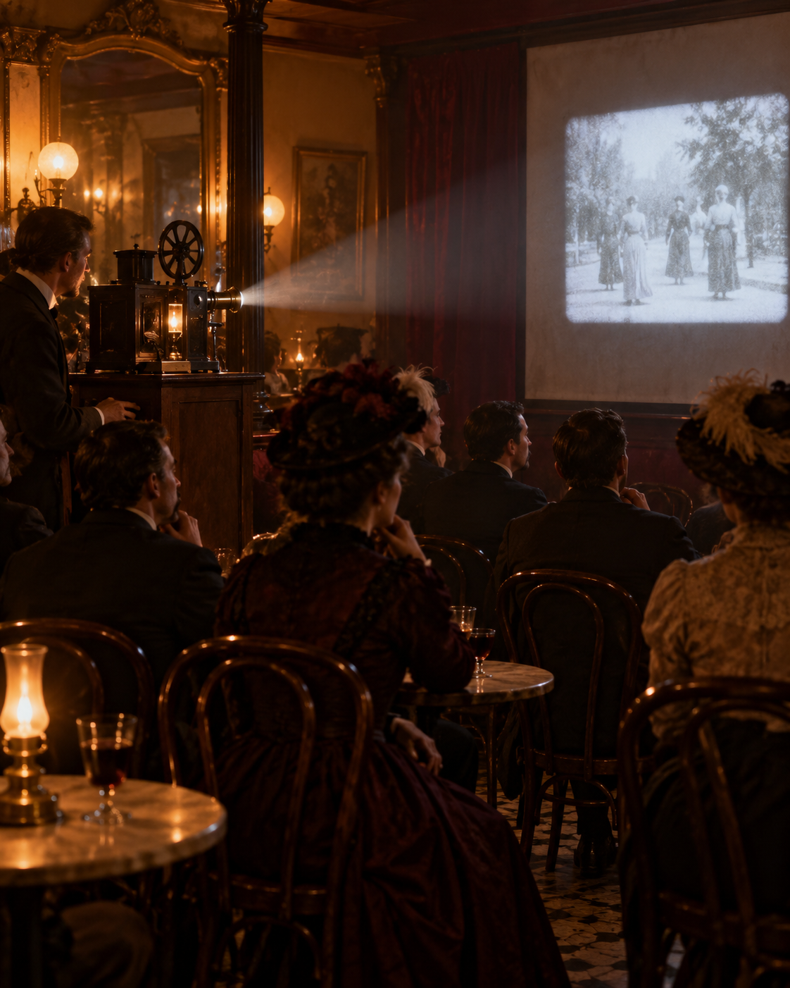 AI-generated symbolic historical reconstruction for a film-history fact; not documentary evidence or a real film frame.