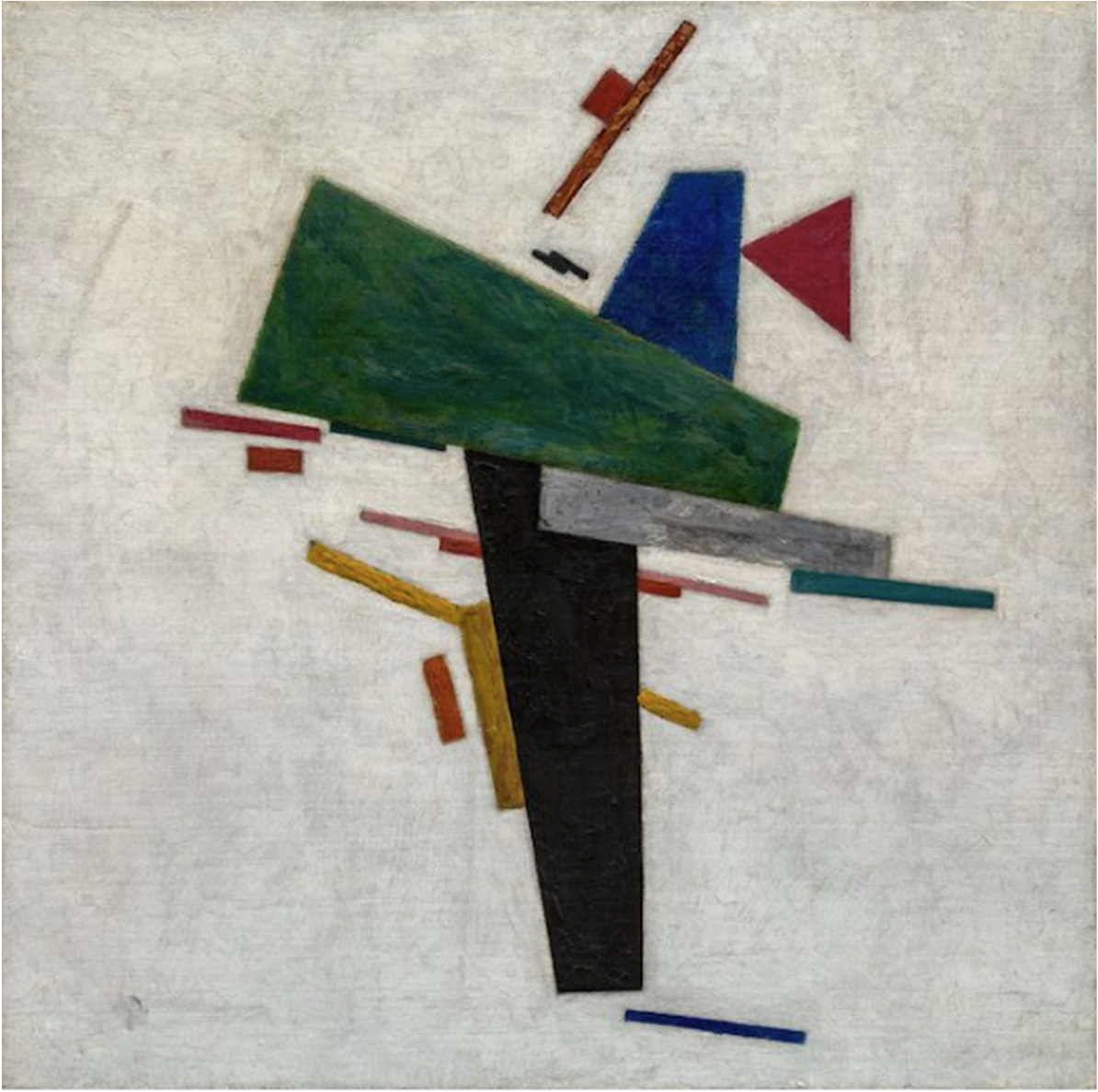 Живописна композиція Малевича, споріднена з вишивкою / Malevich's painted composition related to the embroidery: Untitled, circa 1916, oil on canvas, 53 × 53 cm.
