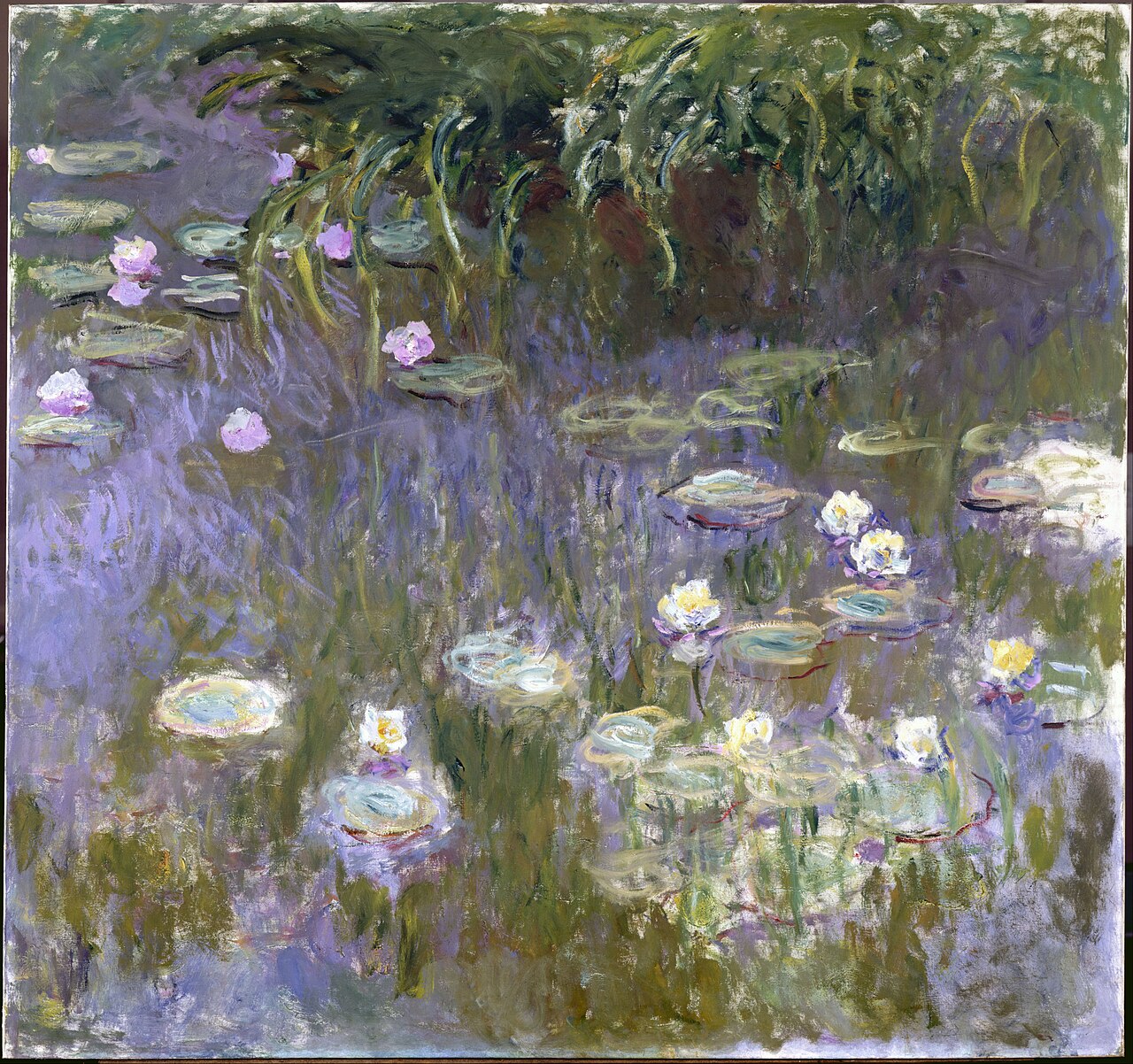 one painting in Claude Monet’s Water Lilies cycle, public-domain/PD-Art reproduction per Wikimedia Commons. Original: https://commons.wikimedia.org/wiki/File:Claude_Monet_-_Water_Lilies_-_Google_Art_Project.jpg. Reused from fact 2409.