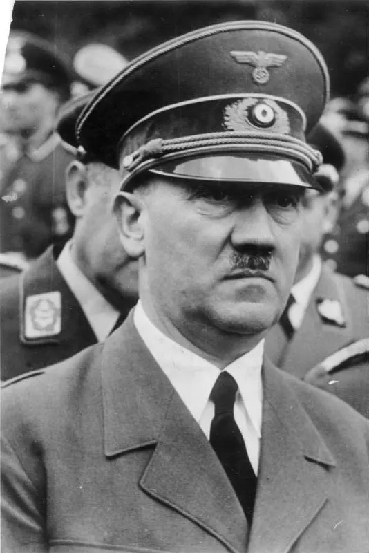 archival portrait of Adolf Hitler, identified by Bundesarchiv’s original caption as a 1937 photograph (Commons file metadata gives 1941, so the date is uncertain and is not used as a claim here). Original asset page: [Wikimedia Commons](https://commons.wikimedia.org/wiki/File:Bundesarchiv_Bild_183-S62600,_Adolf_Hitler.jpg); source archive: [German Federal Archives, Bild 183-S62600](https://www.bild.bundesarchiv.de/dba/en/search/?query=Bild%20183-S62600). Unknown photographer; credited as `o.Ang.` in the archival metadata. License: [CC BY-SA 3.0 Germany](https://creativecommons.org/licenses/by-sa/3.0/de/). Required attribution: “Bundesarchiv, Bild 183-S62600 / CC BY-SA 3.0.” No crop or edits. The photograph shows Nazi insignia; it is included solely as historical documentation in an educational context. Downloaded and visually checked 18 October 2026; 534×800 px.