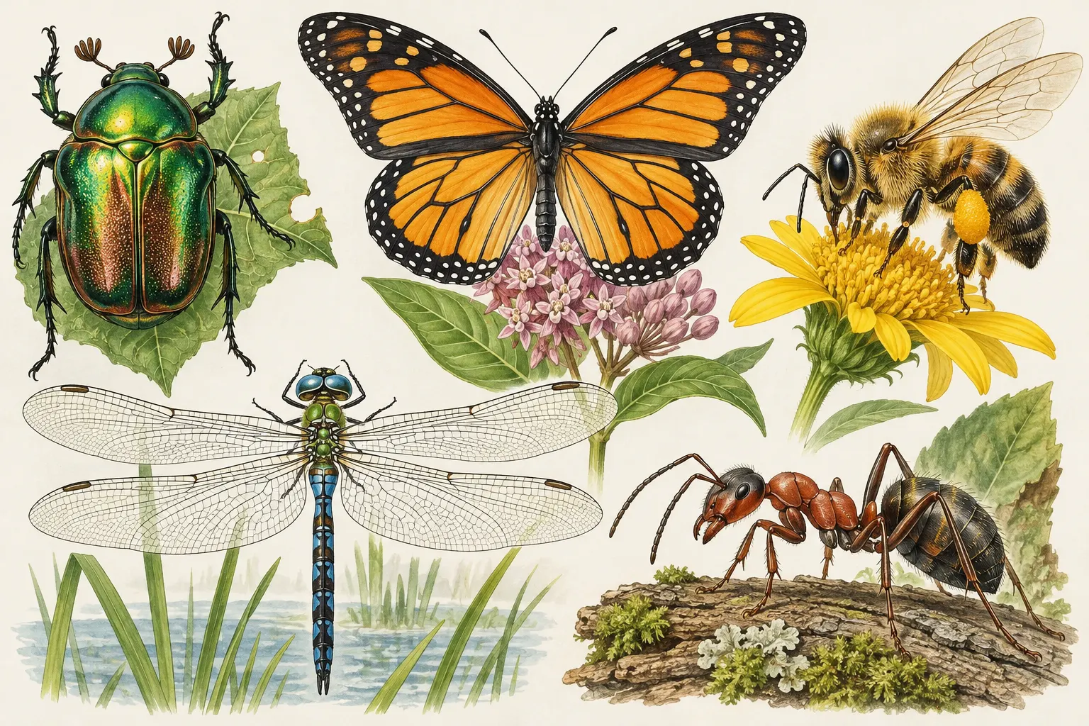 Conceptual illustration of insect diversity.