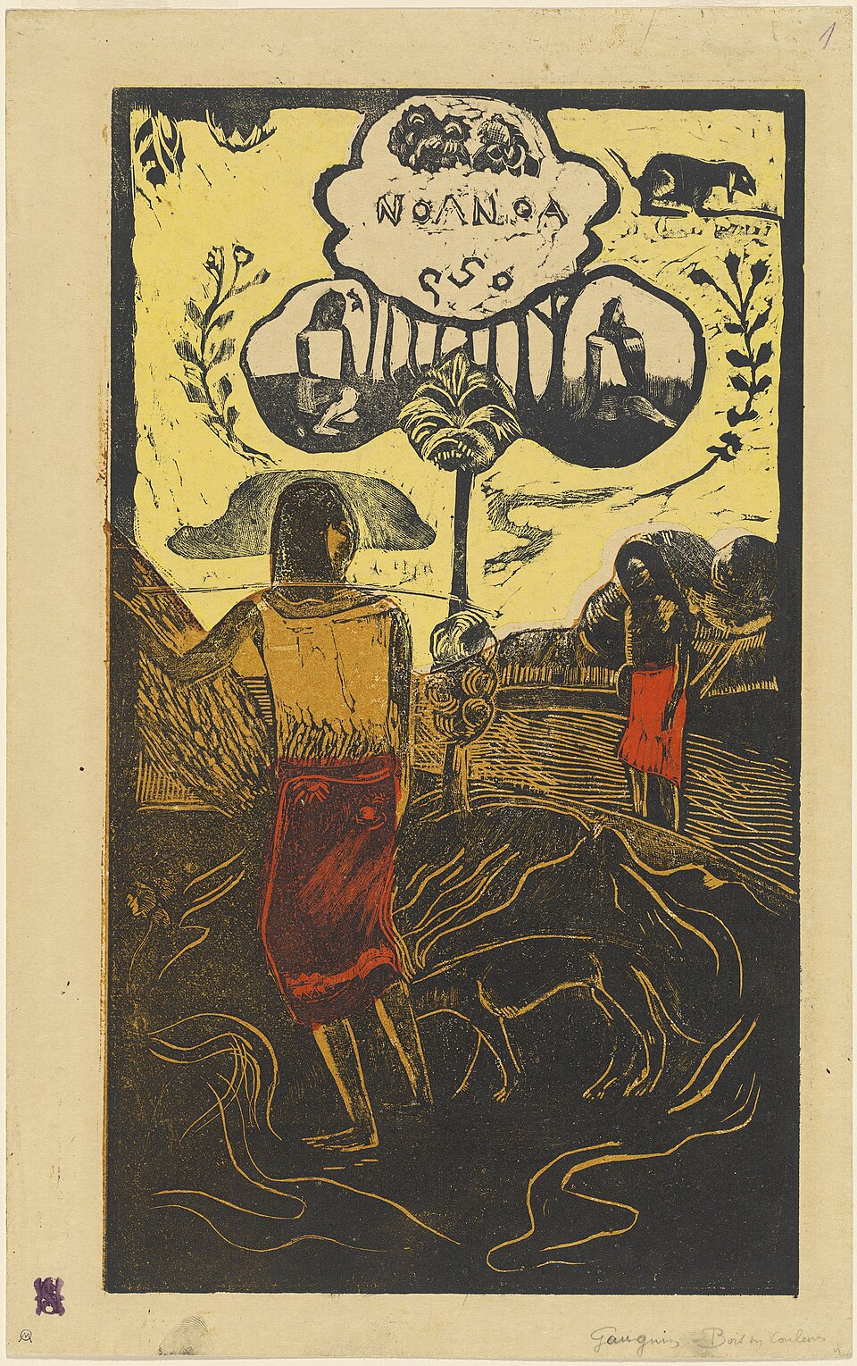 Gauguin’s *Noa Noa* woodcut, a distinct example of his carved-print practice.