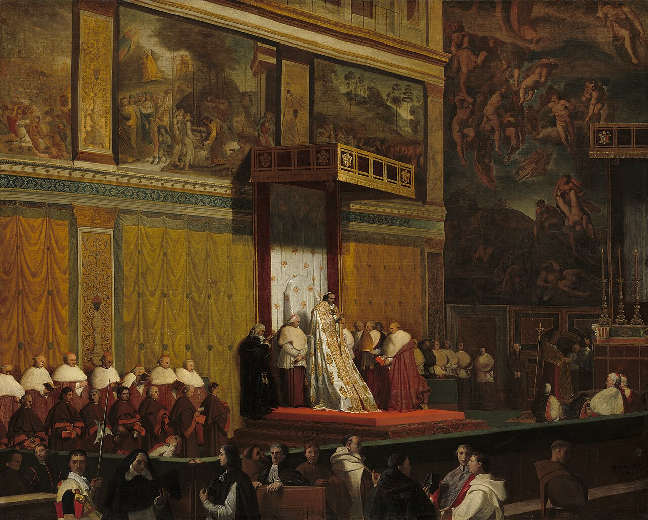 Історична картина із зображенням папи Пія VII в Сикстинській капелі / Historical painting of Pope Pius VII in the Sistine Chapel, a later representation, not its fifteenth-century appearance.