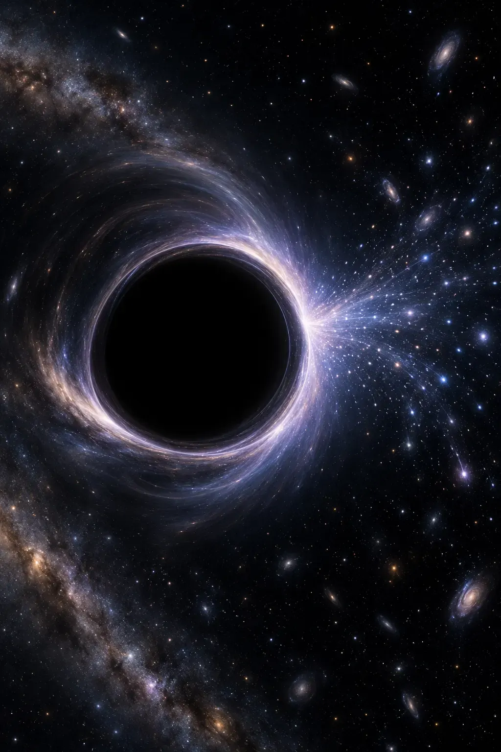 AI-generated conceptual black-hole image; not an observation of Hawking radiation.