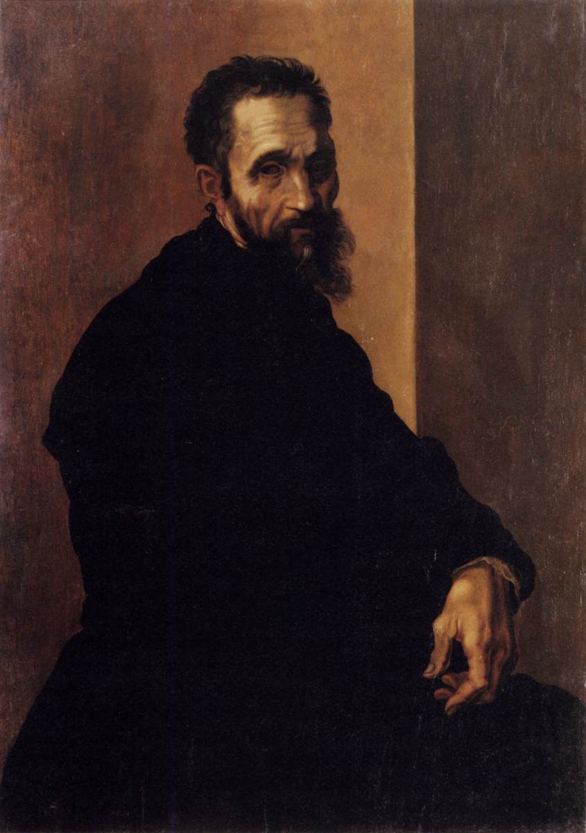Jacopo del Conte, *Portrait of Michelangelo* (c. 1540), public-domain painting and reproduction. [Source and rights](https://commons.wikimedia.org/wiki/File:Jacopo_del_Conte_-_Portrait_of_Michelangelo_-_WGA5207.jpg). Visually checked 2026-10-28.