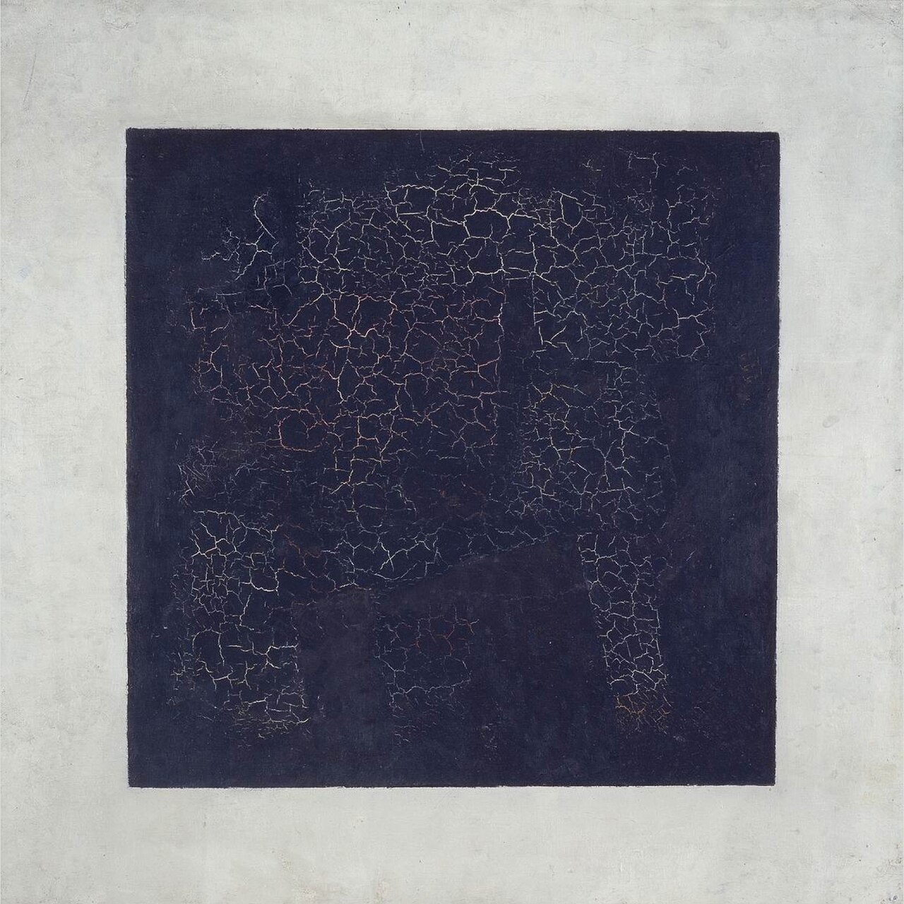 «Чорний квадрат», версія 1915 року / Black Square, 1915 version, with visible paint cracking.