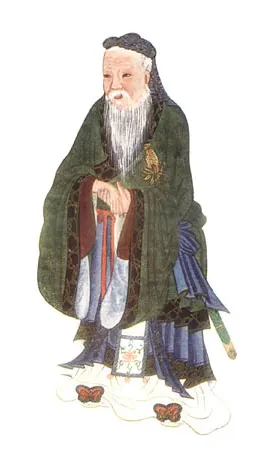 Пізній мистецький портрет Конфуція з Myths & Legends of China; не прижиттєве зображення / Later artistic Confucius portrait from Myths & Legends of China; not a lifetime likeness.