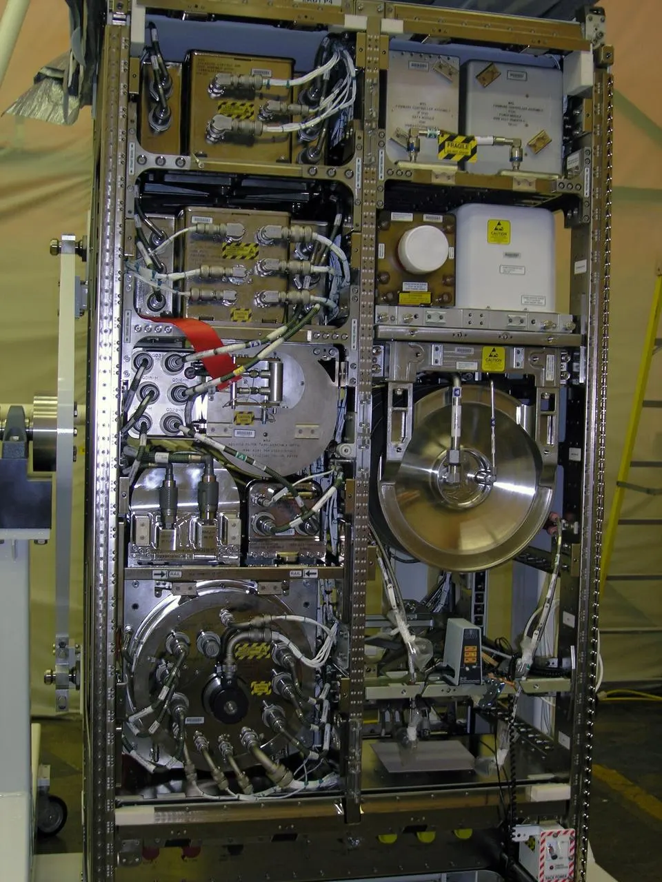 NASA/Kennedy Space Center image KSC-08pd3209, Water Recovery System rack 2 prepared for delivery to the ISS on STS-126 in 2008. Source: https://images-assets.nasa.gov/image/KSC-08pd3209/KSC-08pd3209~medium.jpg. NASA credit; public-domain U.S. federal work. This shows the flight hardware before launch.