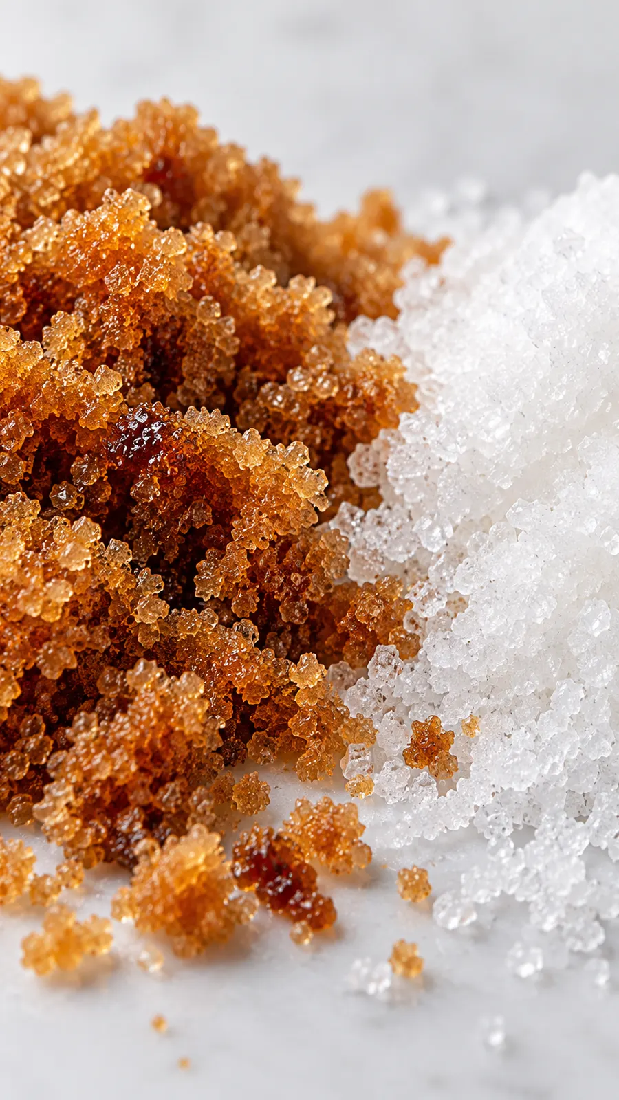 AI-generated sugar crystal comparison illustration. Origin: OpenAI image generation, 2026-10-25.