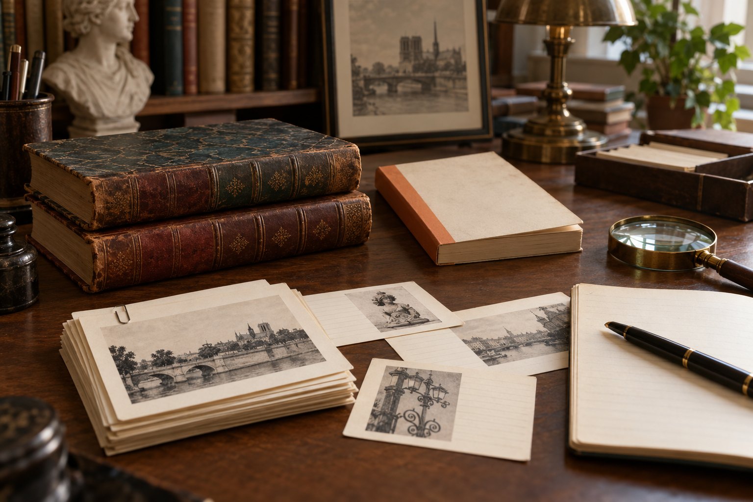 old books and archival notes suggesting disputed attribution.