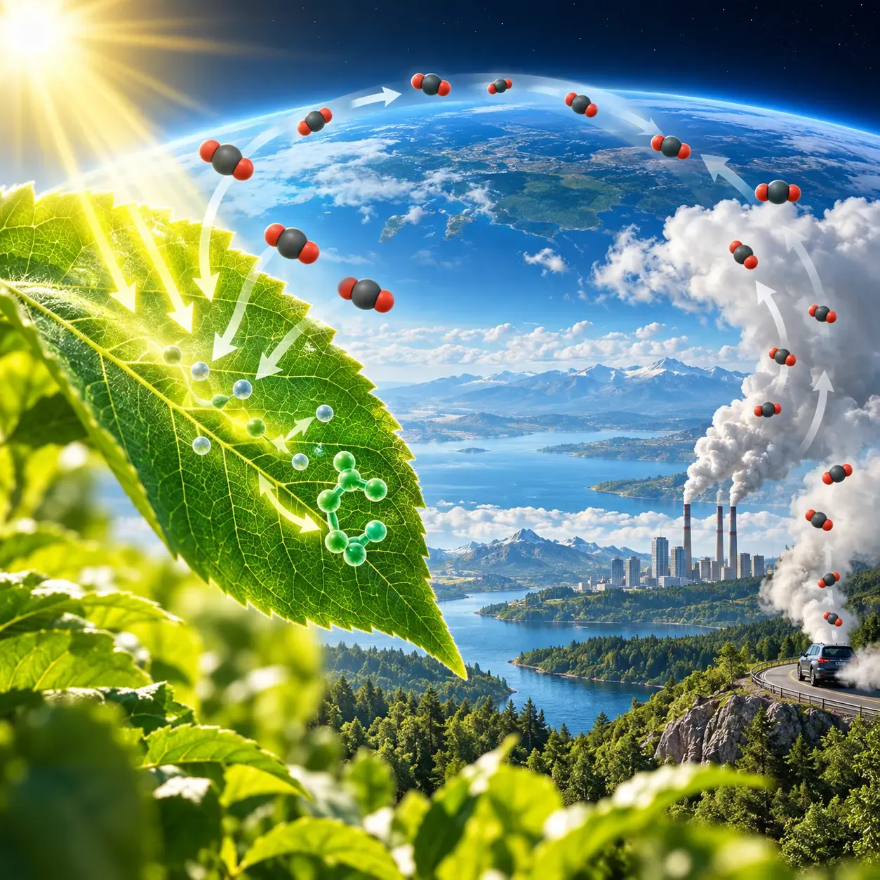 AI-generated conceptual illustration, not a carbon-flux measurement.