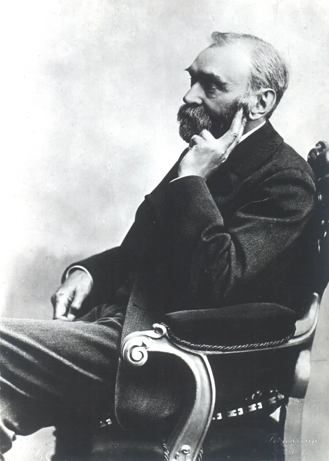 portrait of Alfred Nobel, prior to 1896. Gösta Florman (1831–1900) / The Royal Library; held by the Smithsonian Institution Libraries, Dibner Library of the History of Science and Technology. Public domain mark / no known copyright restrictions on the Commons file page. Attribution: Gösta Florman / The Royal Library; Smithsonian Institution Libraries. Source: [Wikimedia Commons file page](https://commons.wikimedia.org/wiki/File:Portrait_of_Alfred_Bernhard_Nobel_(1833-1896),_Chemist_(2551039289).jpg). Original Commons file, no edits; checked 18 October 2026.