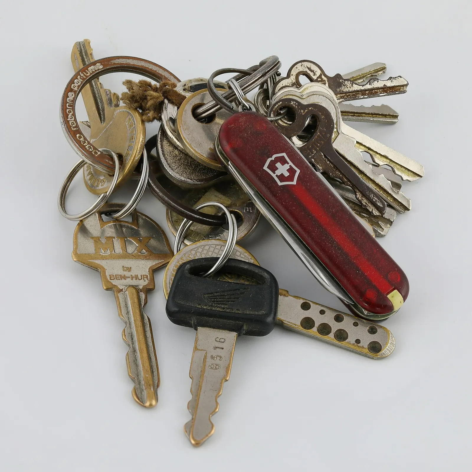 contextual photograph of an ordinary ring with keys, not the S-shaped ring used by Smudge. Original page: https://commons.wikimedia.org/wiki/File:Key_ring.jpg. Creator Basile Morin. CC BY-SA 4.0 (https://creativecommons.org/licenses/by-sa/4.0/). Attribution: Basile Morin, “Key ring,” CC BY-SA 4.0, via Wikimedia Commons.