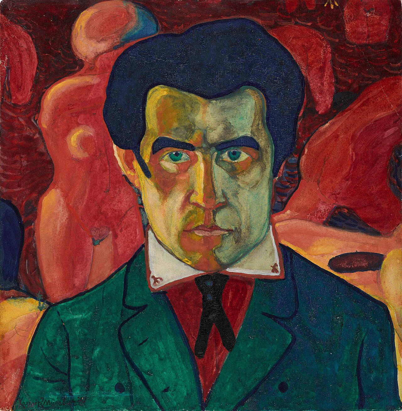 Автопортрет Малевича / Malevich self-portrait, early twentieth century; shows his early figurative work, not his railway employment.